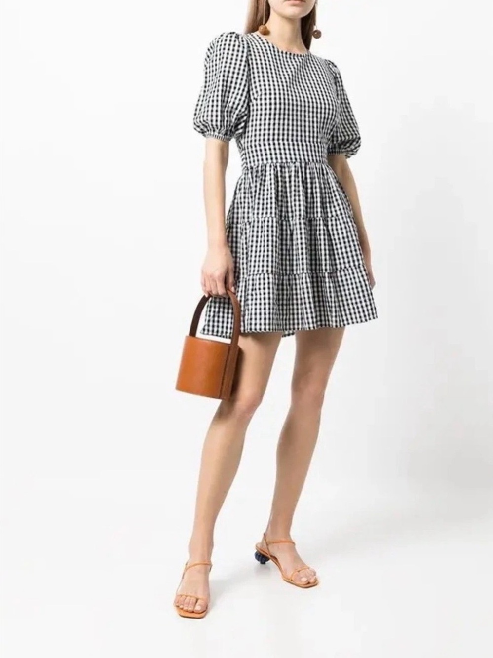 Faithfull the Brand Lizzy Mini Dress Varsha Gingham Black & White XXL